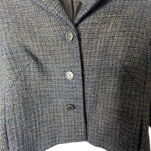 Talbots Petite Wool Blend Swing Blazer Brown Gold Metallic Womens Jacket Sz 10P - Picture 4 of 11